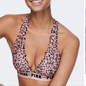 VS PINK Padded Lace Bralette Animal Print Size M